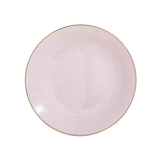 10 Glossy Round Plastic Salad and Dinner Plates with Gold Rim - Disposable Tableware DSP_PLR0018_8_046GD