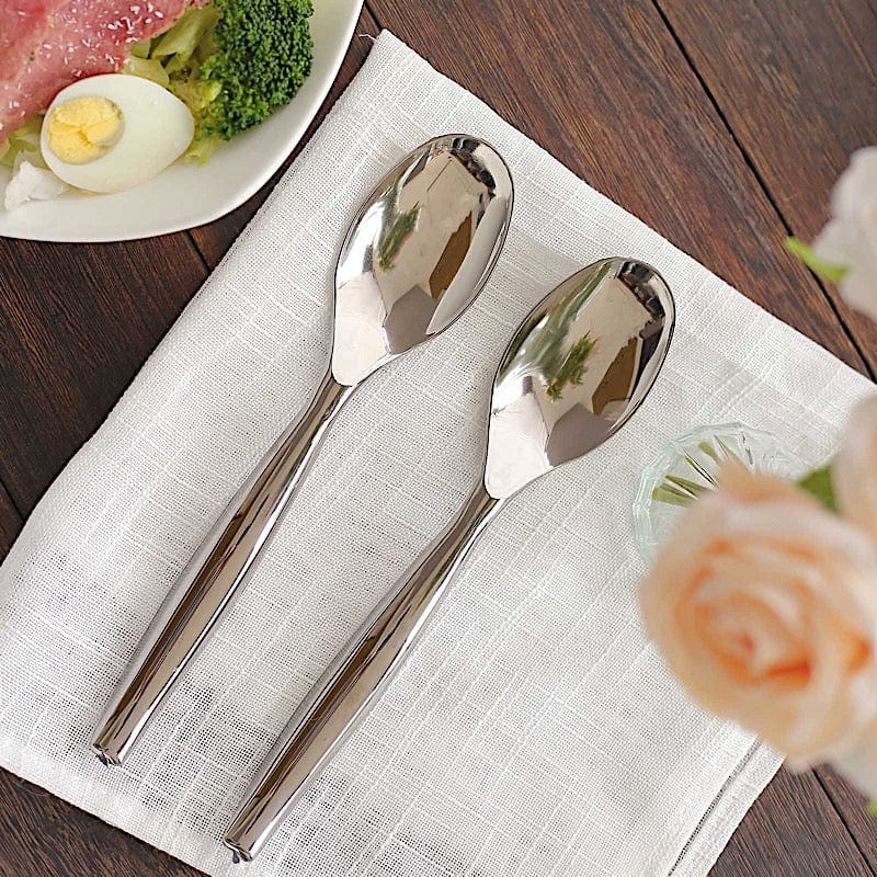 10 Plastic Serving Spoons - Silver DSP_SERV_SPON_10_SILV