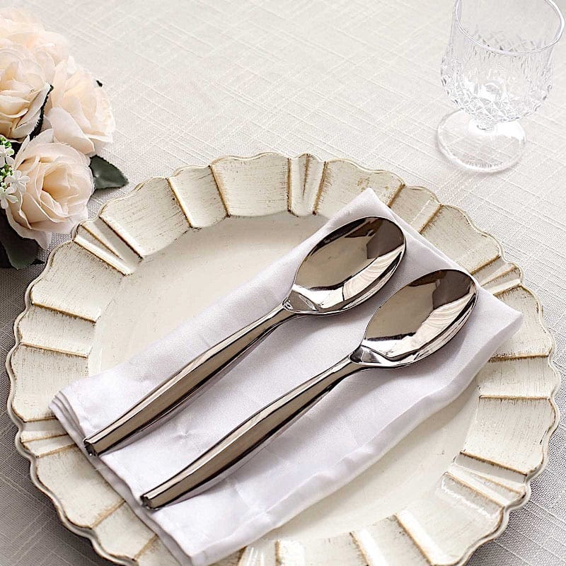 10 Plastic Serving Spoons - Silver DSP_SERV_SPON_10_SILV