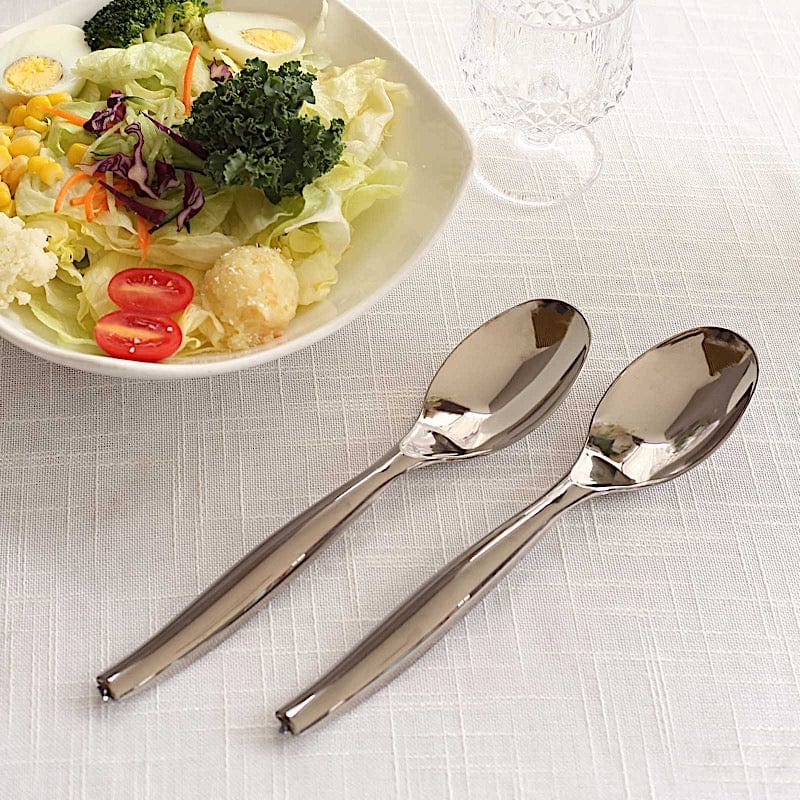 10 Plastic Serving Spoons - Silver DSP_SERV_SPON_10_SILV