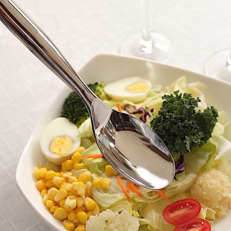 10 Plastic Serving Spoons - Silver DSP_SERV_SPON_10_SILV