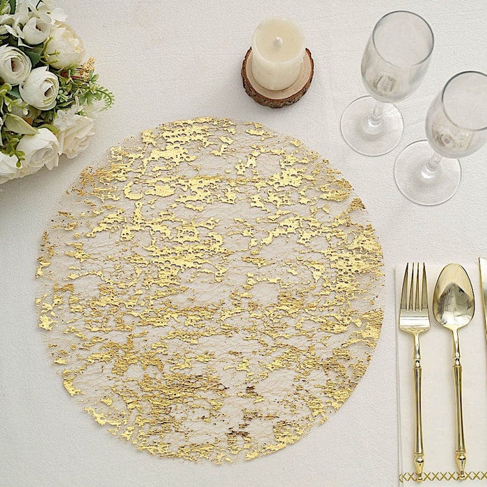 10 Round 13" Metallic Foil Polyester Mesh Table Placemats