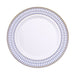 10 White Renaissance Plastic Dessert Plates with Gold Navy Blue Chord Rim