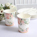 24 pcs 9 oz Pink and Gold Foil Peony Flower Paper Cups - Disposable Tableware DSP_PCUP_024_9_GOLD