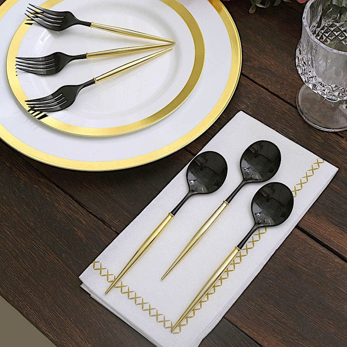 24 Premium 6" Plastic Cutlery Spoons and Forks Set - Disposable Tableware