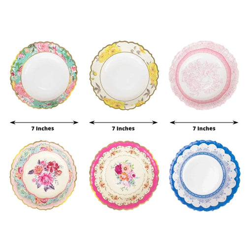 24 Vintage Floral Dessert Salad Paper Bowls with Scalloped Edge - Assorted DSP_PPBO_017_12_MIX