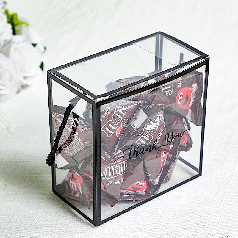 25 PVC Favor Boxes with Rope Handles and Thank You Print - Clear