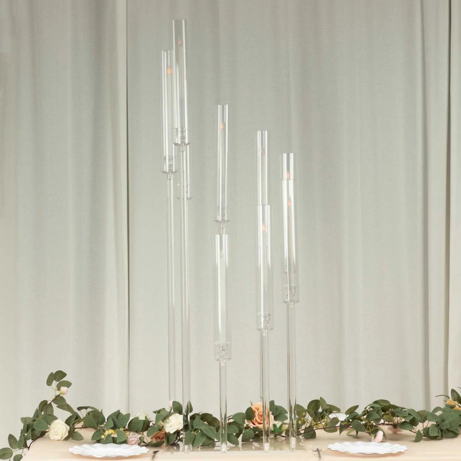4 ft 9 Arm Acrylic Cluster Taper Candle Holder - Clear CHDLR_CAND_030PLS_9_CLR