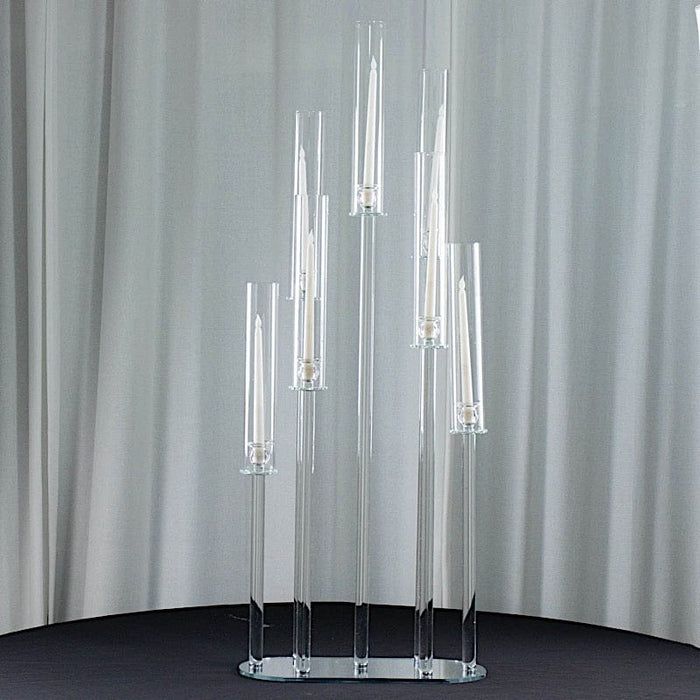 47" tall 7 Arm Crystal Glass Candelabra Taper Candle Holder - Clear CHDLR_CAND_030O_7_CLR