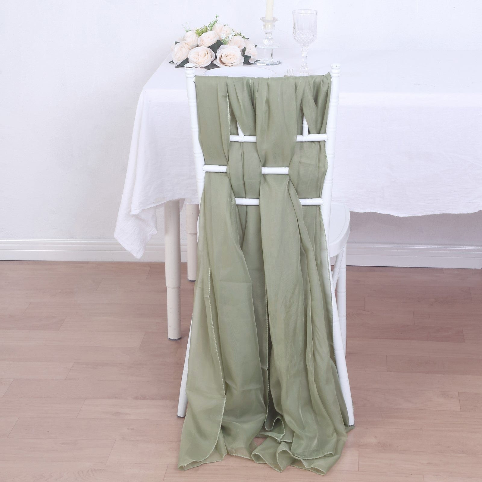 5 pcs Premium Chiffon Wide Chair Sashes SASHP_24_DSG