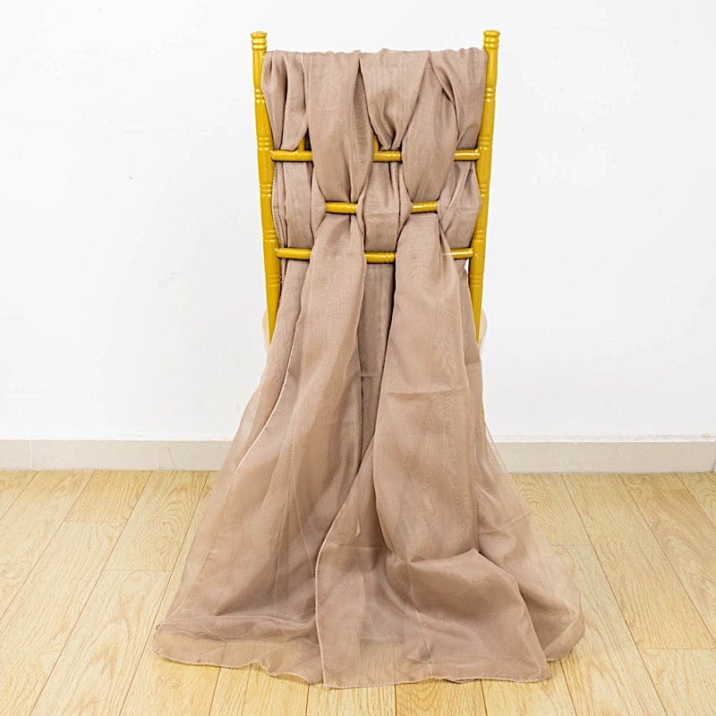 5 pcs Premium Chiffon Wide Chair Sashes SASHP_24_TAUP