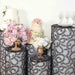 5 Sequin Mesh Cylinder Display Box Stand Covers with Leaf Vine Embroidery