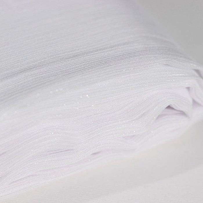 54" x 10 yards Crinkle Chiffon Fabric Roll - White and Silver FAB_5403_WHT
