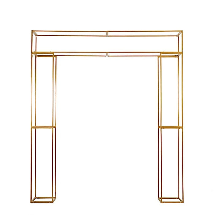 7.5 ft tall 3D Rectangular Metal Wedding Arch Backdrop Stand - Gold BKDP_STNDREC4_GOLD