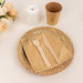 72 Disposable Tableware Set with Foil Palm Leaves Print - Natural and Gold DSP_PSET_R004_NATGD