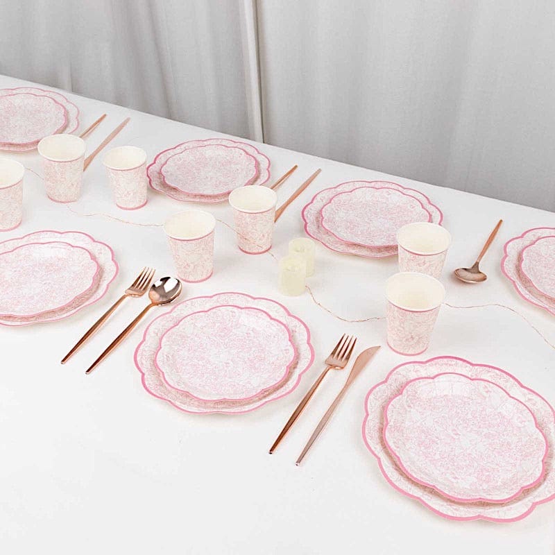 75 Vintage Floral Paper Plates and Cups - Pink and White DSP_PPCU_R011_PINK