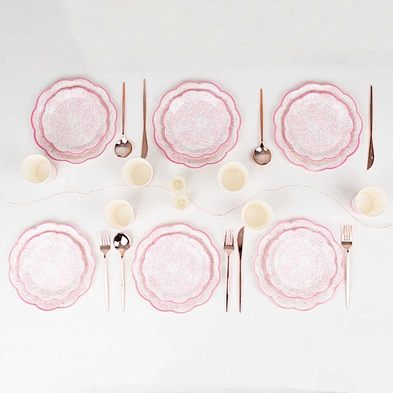 75 Vintage Floral Paper Plates and Cups - Pink and White DSP_PPCU_R011_PINK