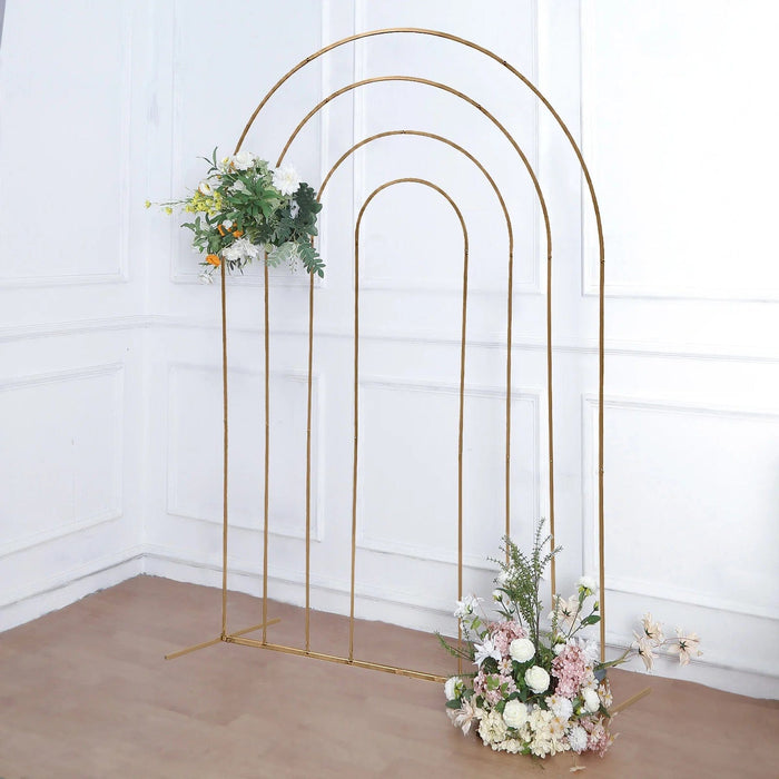 8 ft Metal Multi-Layered Round Top Chiara Backdrop Stand - Gold IRON_STND06A_GOLD