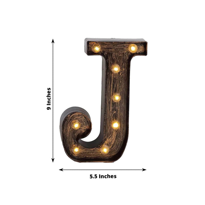 9" Lighted Plastic Marquee Antique Black Light Up Letter