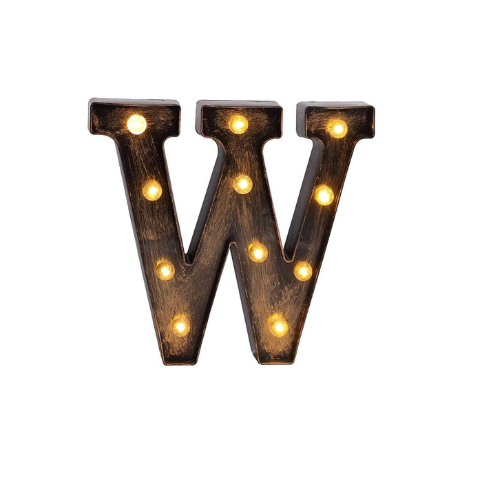 9" Lighted Plastic Marquee Antique Black Light Up Letter WOD_METLTR09_9_W