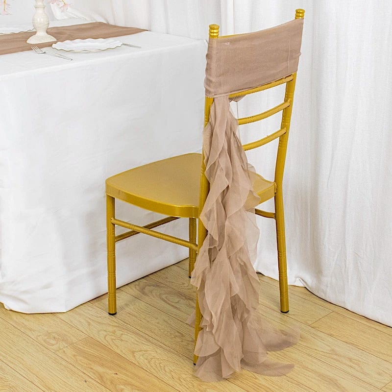 Chiffon Curly Chair Sash Bows Ties Wedding Decorations