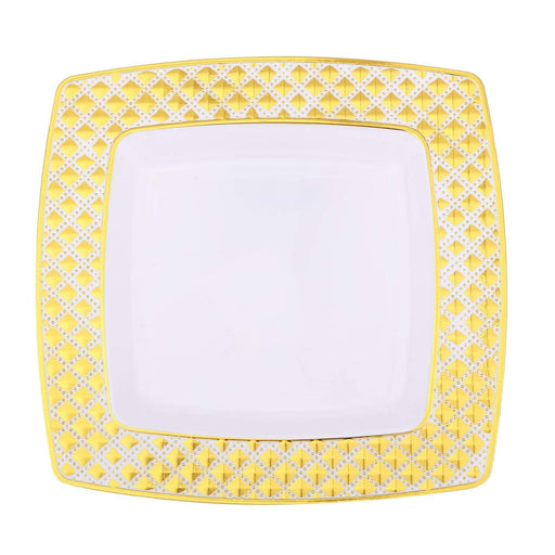 10 pcs Diamond Rim Square Plates Disposable Tableware DSP_PLS0001_7_GOLD