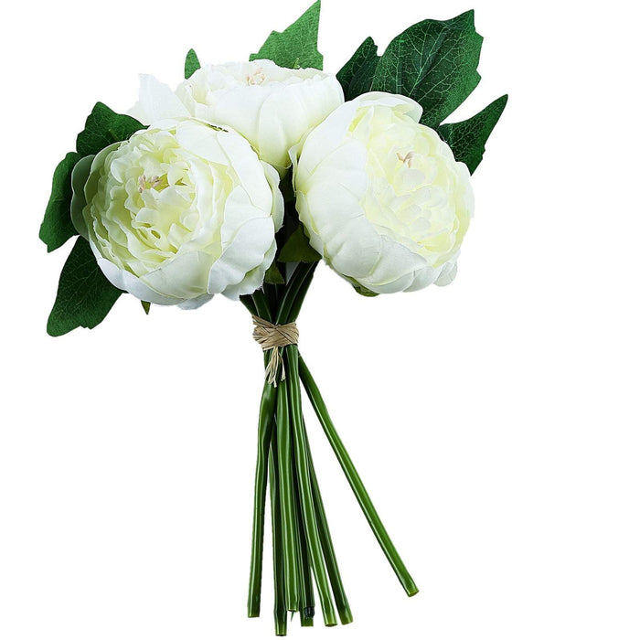 10" tall Silk Artificial Peony Flowers Bouquet Arrangement ARTI_BOUQ_PEO07_CRM