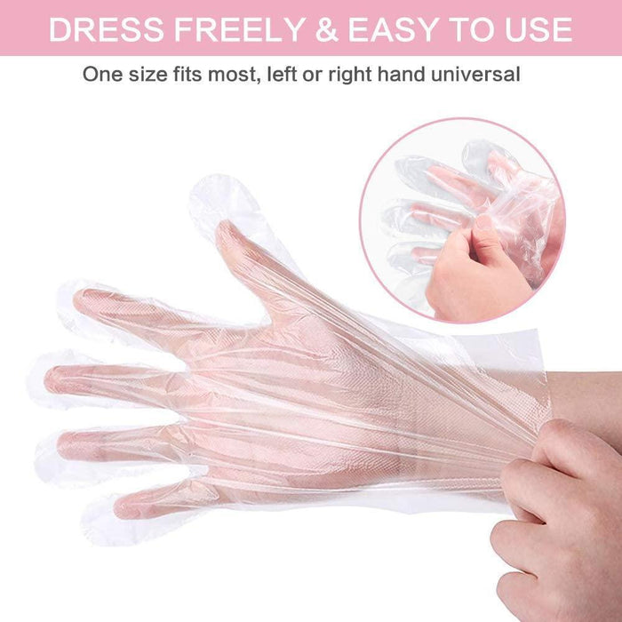 100 pcs Powder Free Protective Plastic Disposable Gloves - Clear