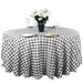 108" Checkered Gingham Polyester Round Tablecloth - Black and White TAB_CHK108_BLK