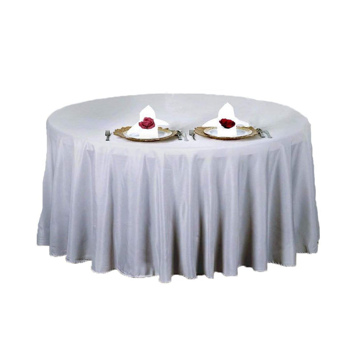 108" Polyester Round Tablecloth Wedding Party Table Linens - Silver Light Gray TAB_108_SILV_POLY