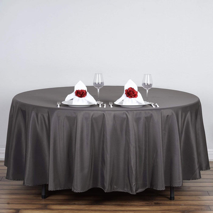 108" Polyester Round Tablecloth Wedding Party Table Linens - Charcoal Grey TAB_108_044_POLY