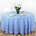 120" Checkered Gingham Polyester Round Tablecloth - Blue and White TAB_CHK120_BLUE