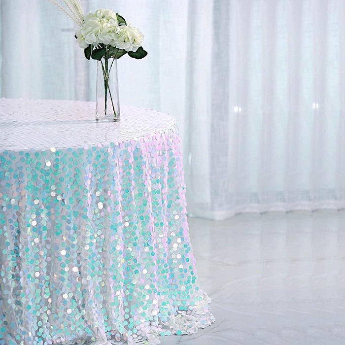 120" Large Payette Sequin Round Tablecloth - Iridescent TAB_71_120_ABWB