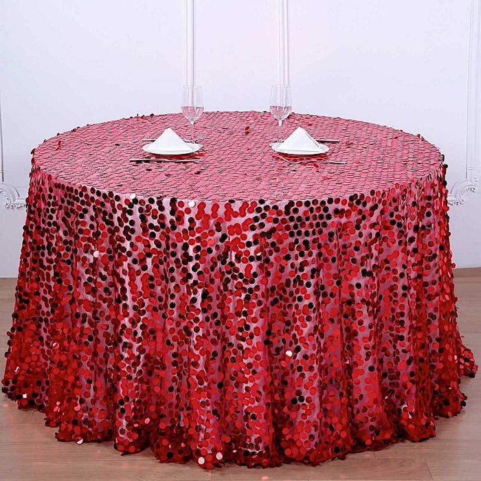 120" Large Payette Sequin Round Tablecloth - Red TAB_71_120_RED