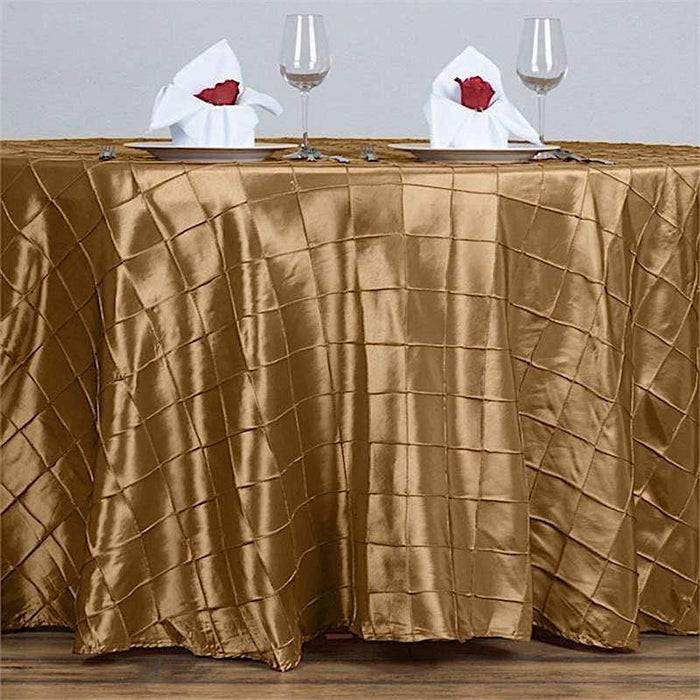 120" Pintuck Round Tablecloth Wedding Party Table Linens - Gold TAB_PTK120_GOLD