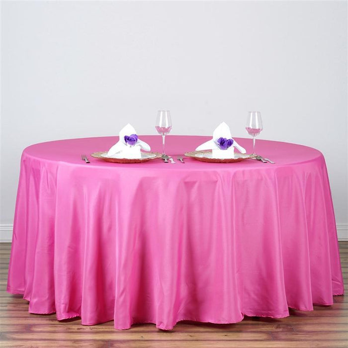 120" Polyester Round Tablecloth Wedding Party Table Linens TAB_120_FUSH_POLY