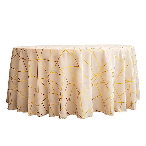 120" Polyester Round Tablecloth with Metallic Geometric Pattern TAB_FOIL_120_081_G