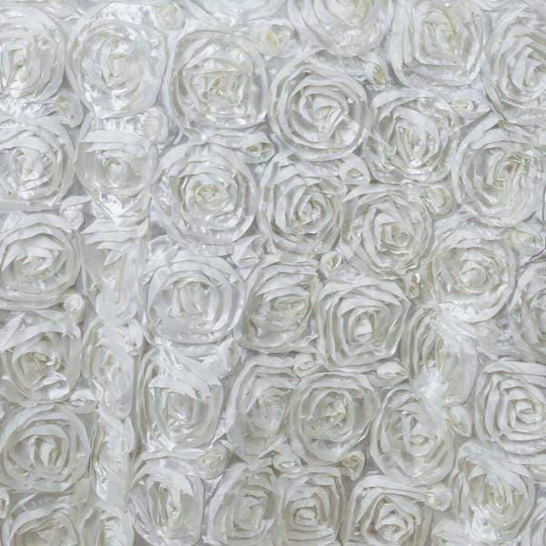 120" Round Satin Ribbon Roses Tablecloth - Ivory TAB_01_120_IVR