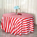 120" Stripes Satin Round Tablecloth - Red and White TAB_15_120_RED