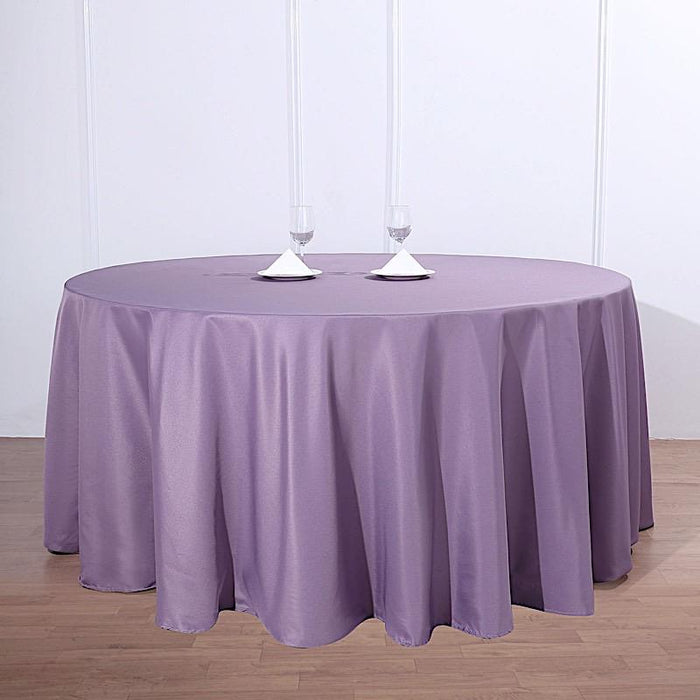 132" Polyester Round Tablecloth Wedding Party Table Linens - Violet Amethyst TAB_136_073_POLY