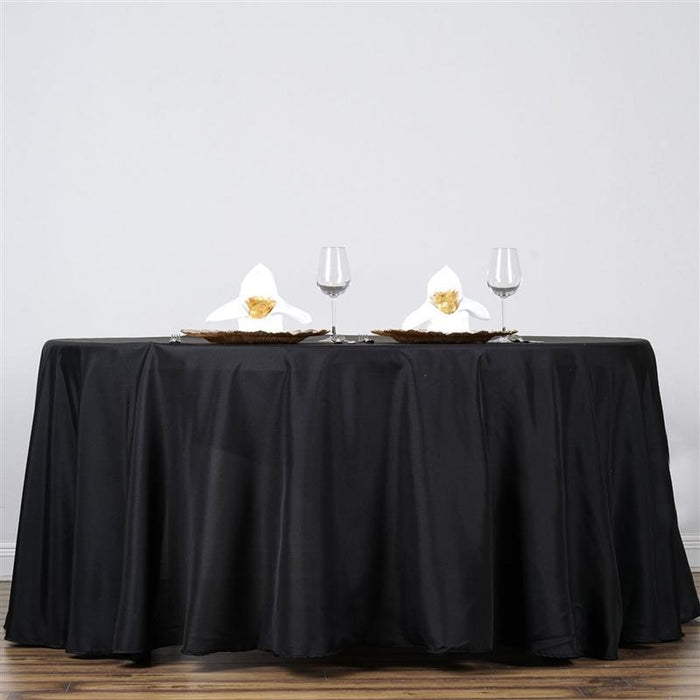 132" Polyester Round Tablecloth Wedding Party Table Linens - Black TAB_136_BLK_POLY