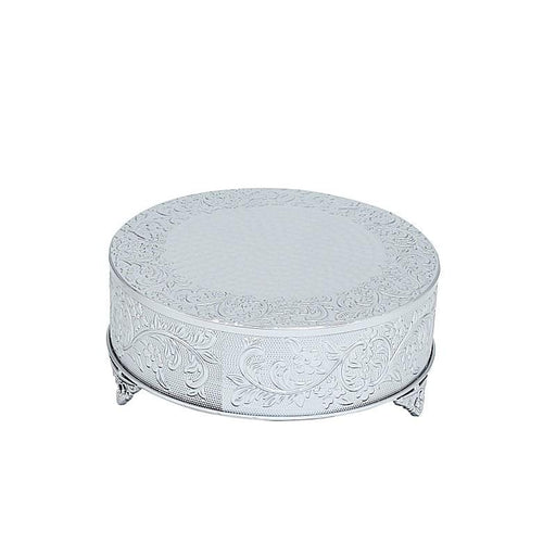 14" wide Round Floral Embossed Wedding Cake Stand CAKE_RND1_14_SILV