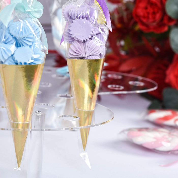 16" Acrylic Mini Ice Cream Cone Holder Party Favor Display Stand - Clear DSP_TR0003_16_CLR