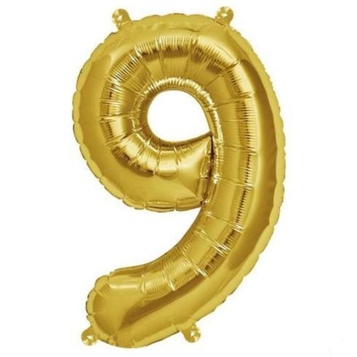 16" Mylar Foil Balloon - Gold Numbers BLOON_16GD_9