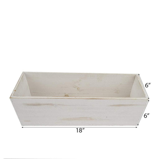 18" x 6" Natural Wood Rectangular Plant Holder Boxes Centerpieces - White WOD_PLNT01_18x6_WHT