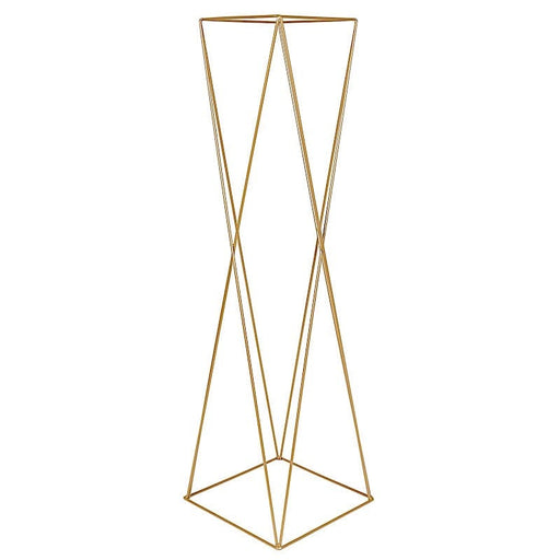 2 Metal 32" Crisscross Geometric Flower Stands Pedestals Centerpieces - Gold IRON_STND15_32_GOLD