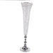 2 Metal 40" tall Trumpet Vases with Acrylic Crystal Beads Table Centerpieces CHDLR_042_40_SILV