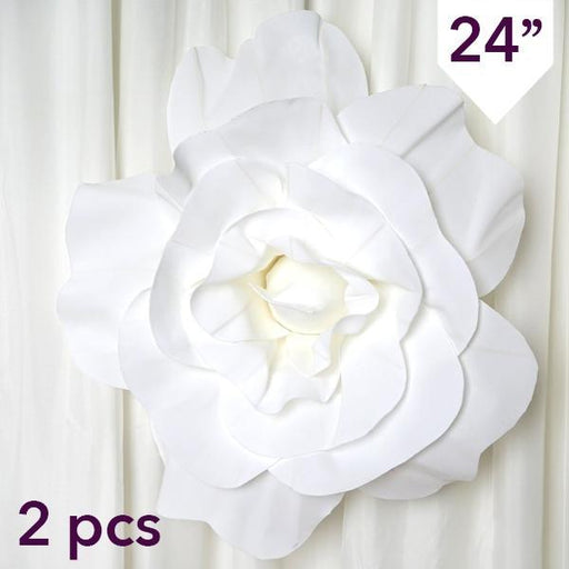 2 pcs 24" wide Artificial Giant Roses Flowers for Wall Backdrop FOAM_FLO001_24_WHT