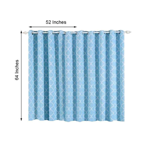 2 pcs 52" x 64" Lattice Geometric Blackout Thermal Grommet Window Curtains Drapes Treatments - Blue CUR_PANMIC04_5264_BLUE