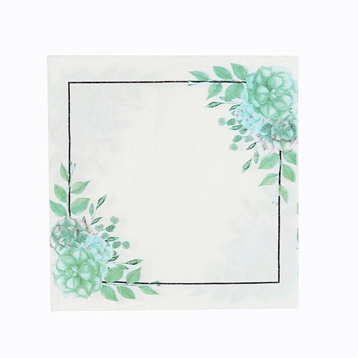 20 Floral 13" x 13" Dinner Paper Napkins - White and Green NAP_BEV05_ARTI